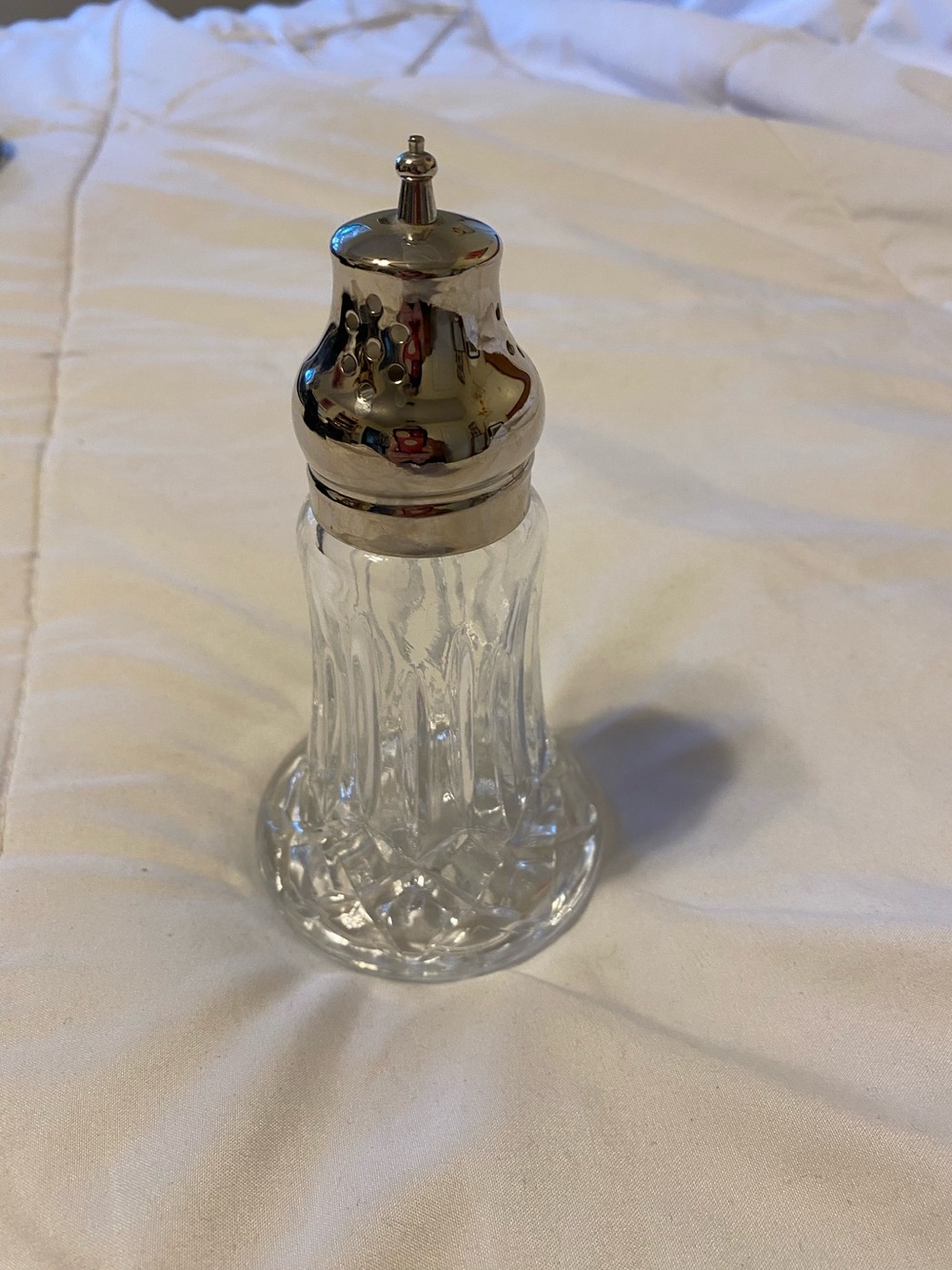 Clear Glass Bath Salt Shaker with Silver Lid